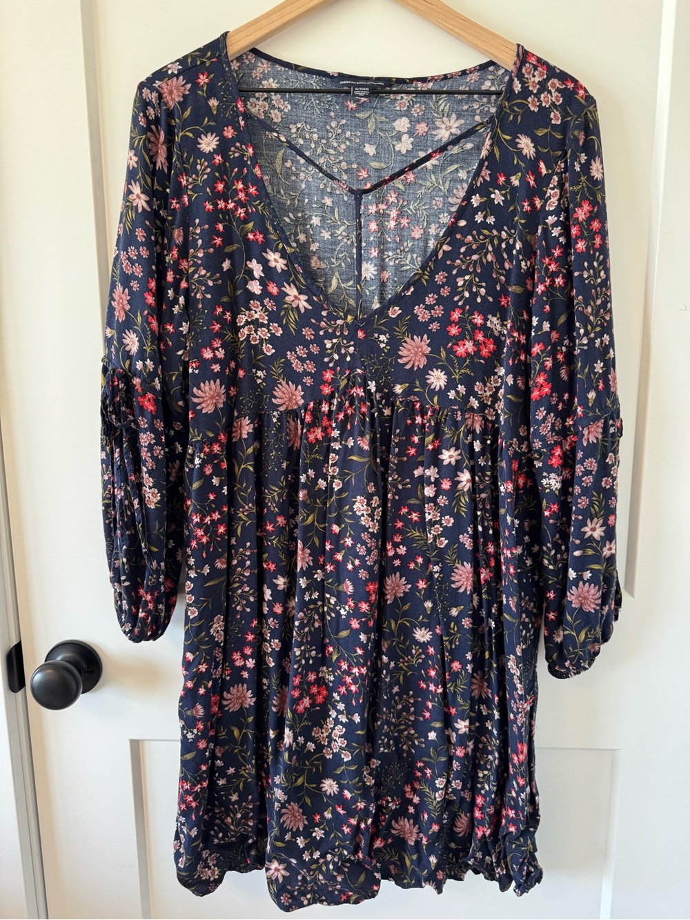 American Eagle Navy Floral Long Sleeve Dress Size XL